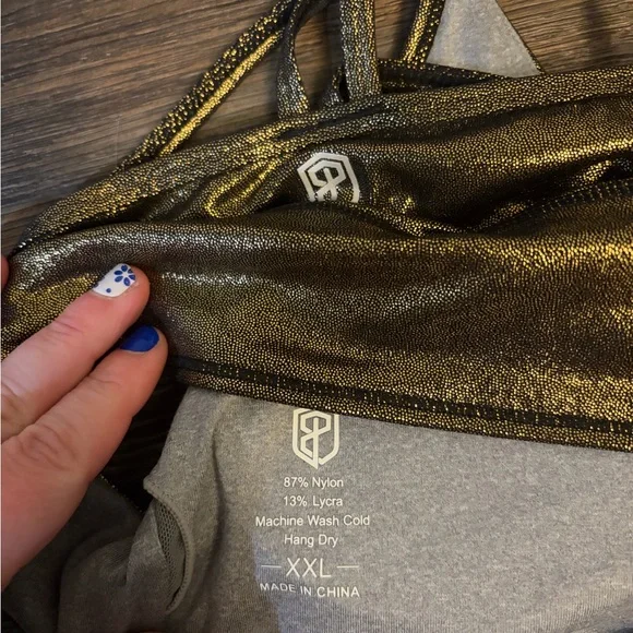 Born Primitive Women's Activewear Metallic Gold Padded Sport Bra Size XXL - Picture 2 of 5